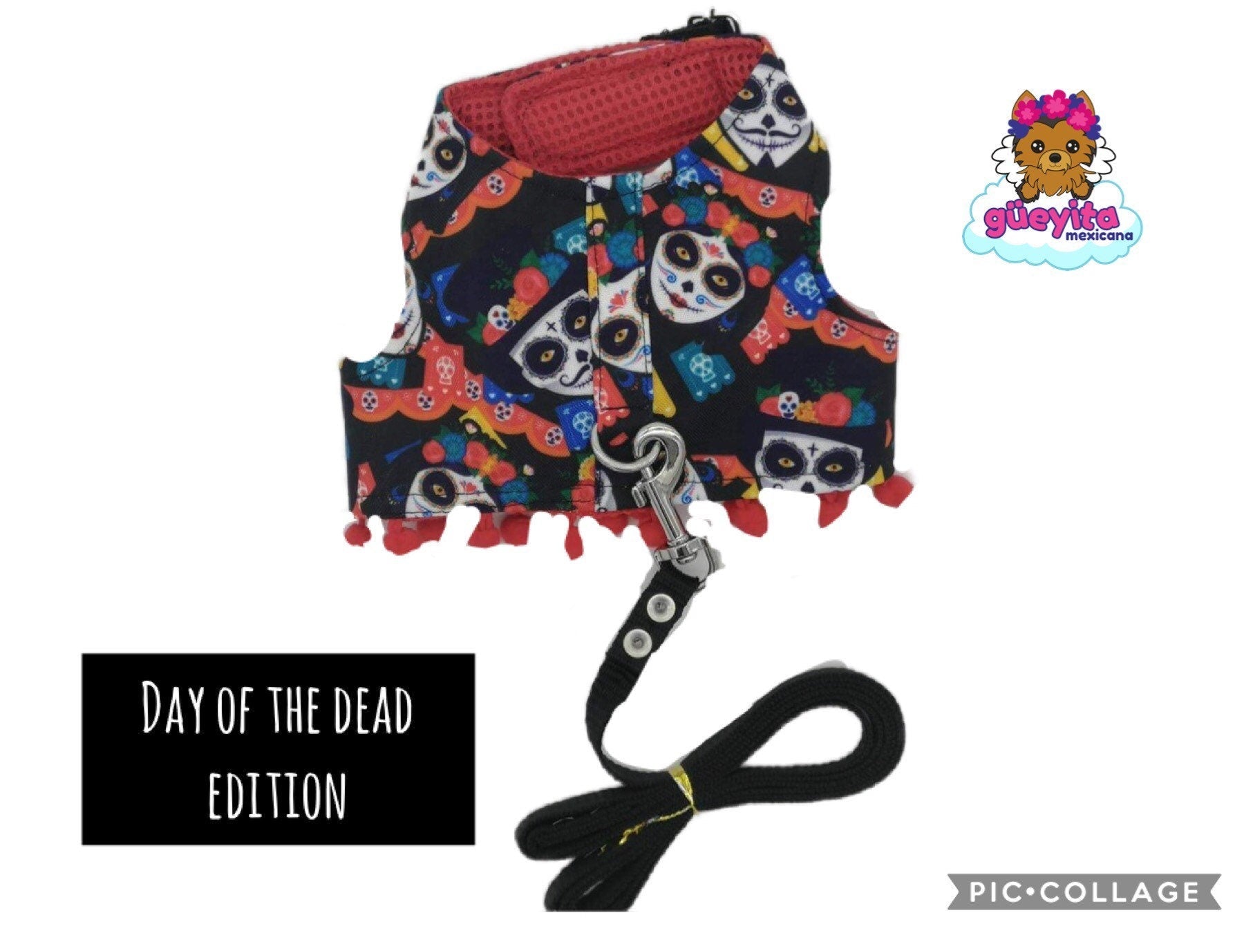 Dog Harness Day of the dead edition - GueyitaMexicana