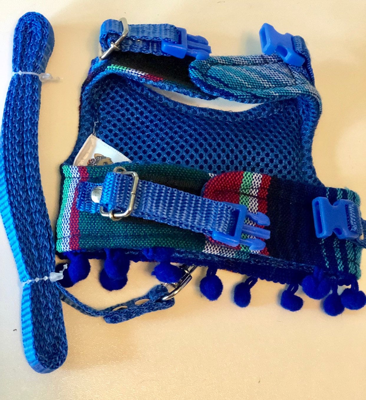 Mexican dog harness color blue - GueyitaMexicana