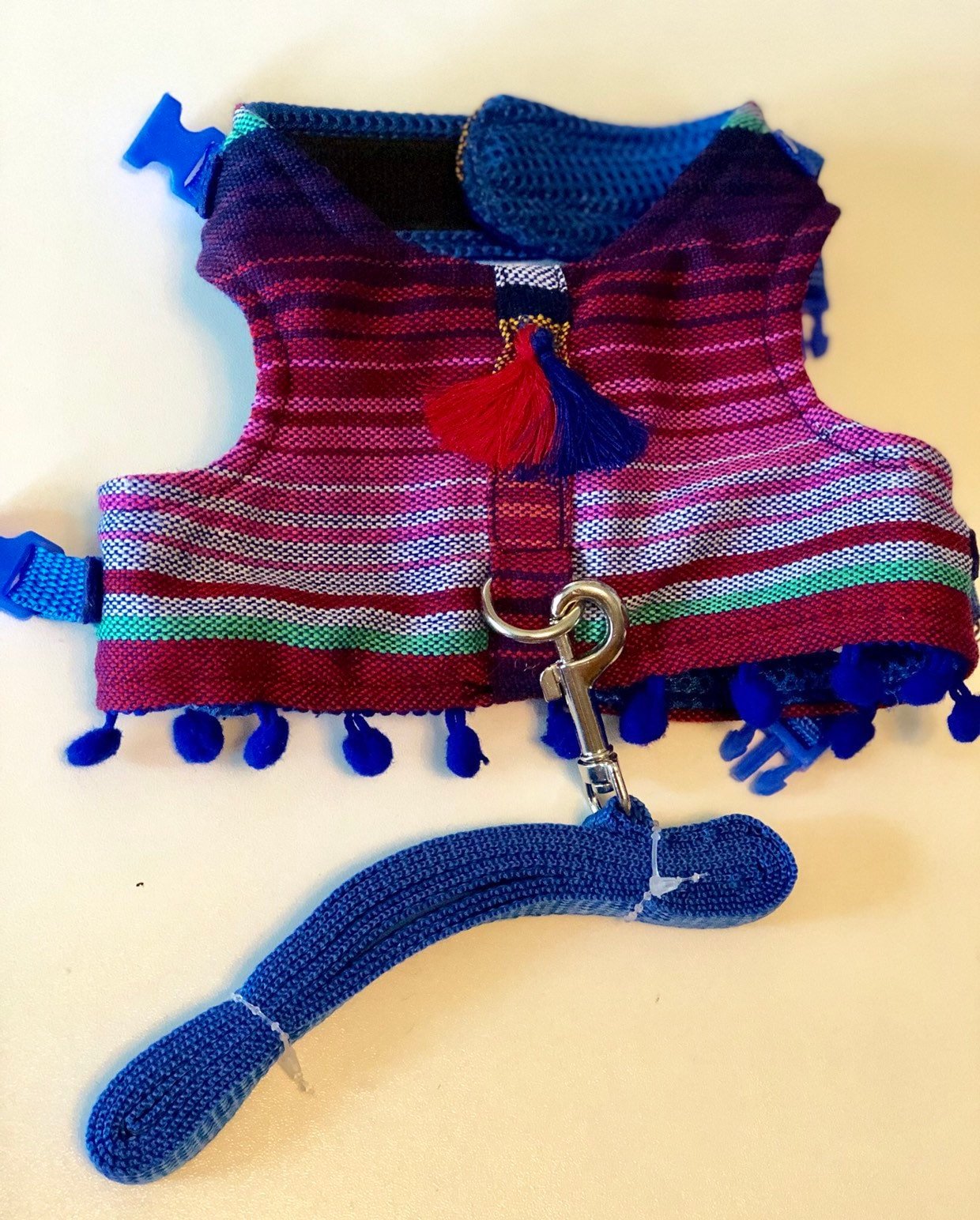 Mexican dog harness color blue - GueyitaMexicana